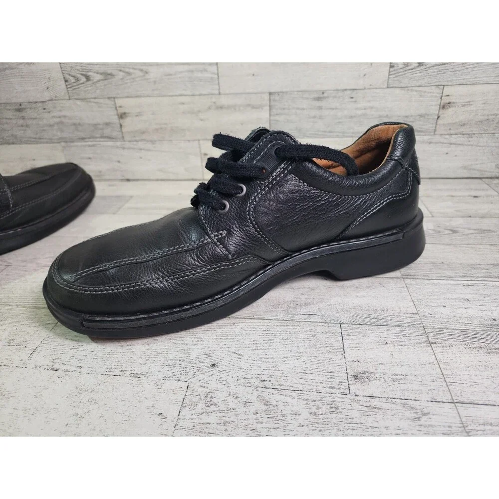 Ecco Oxford Black Leather Shoes Lace Up Derby Casual Comfort Mens 9-9.5 Euro 43